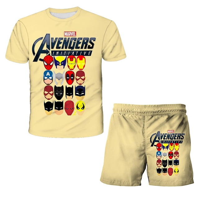 Marvel The Avengers Capitán América Hulk Spiderman Outfit Conjuntos de ropa para niños Baby Boys Girls Top Shorts 2 piezas Trajes para Children11T Gao Jinjia LED