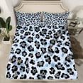 thumbnail image 3 of Blue Leopard Bedding Set Twin Size Teens Adult,Geometric Striped Bed Sheets Set,Abstract Pattern Flat Fitted Sheet,Aesthetic Art Top Sheet with 1 Pillowcase, 3 of 6