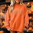 thumbnail image 2 of IAJDKMEK Womens Sweatshirt Halloween Print Top — Round Neck Loose Long Sleeve, Fall Tops for Women Festive Pullover,Orange L, 2 of 6