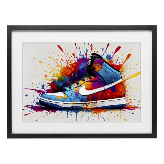 Stupell Industries Centric Sneaker Splash Black Framed Print Under Glass, design by Creative Studio