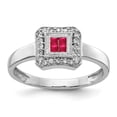 thumbnail image 1 of 14k White Gold Square Design Ruby & Diamond Ring Size 6, 1 of 1