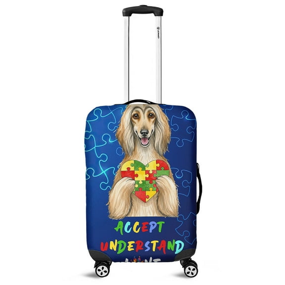 Autism Awareness Afghan Hound Accept Understand Love Travel Luggage Cover Dog Lover Suitcase Dust Protective Decor - 12003