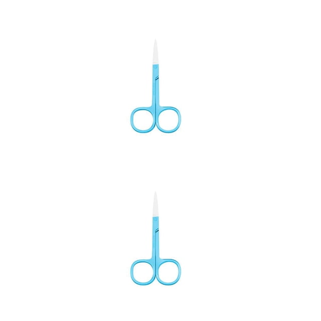 Jumpingount Pinzas para cutículas de uñas Tijeras de acero inoxidable Galvanoplastia Recortadora de cejas Maquillaje Nariz Pinzas para el cabello Azul 2Conjunto