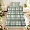 thumbnail image 3 of Manfei Green White Plaid Twin Sheets,Vintage Check Bedding,3 Pieces,1 Flat Sheet,1 Fitted Sheet and 1 Pillowcase, 3 of 6