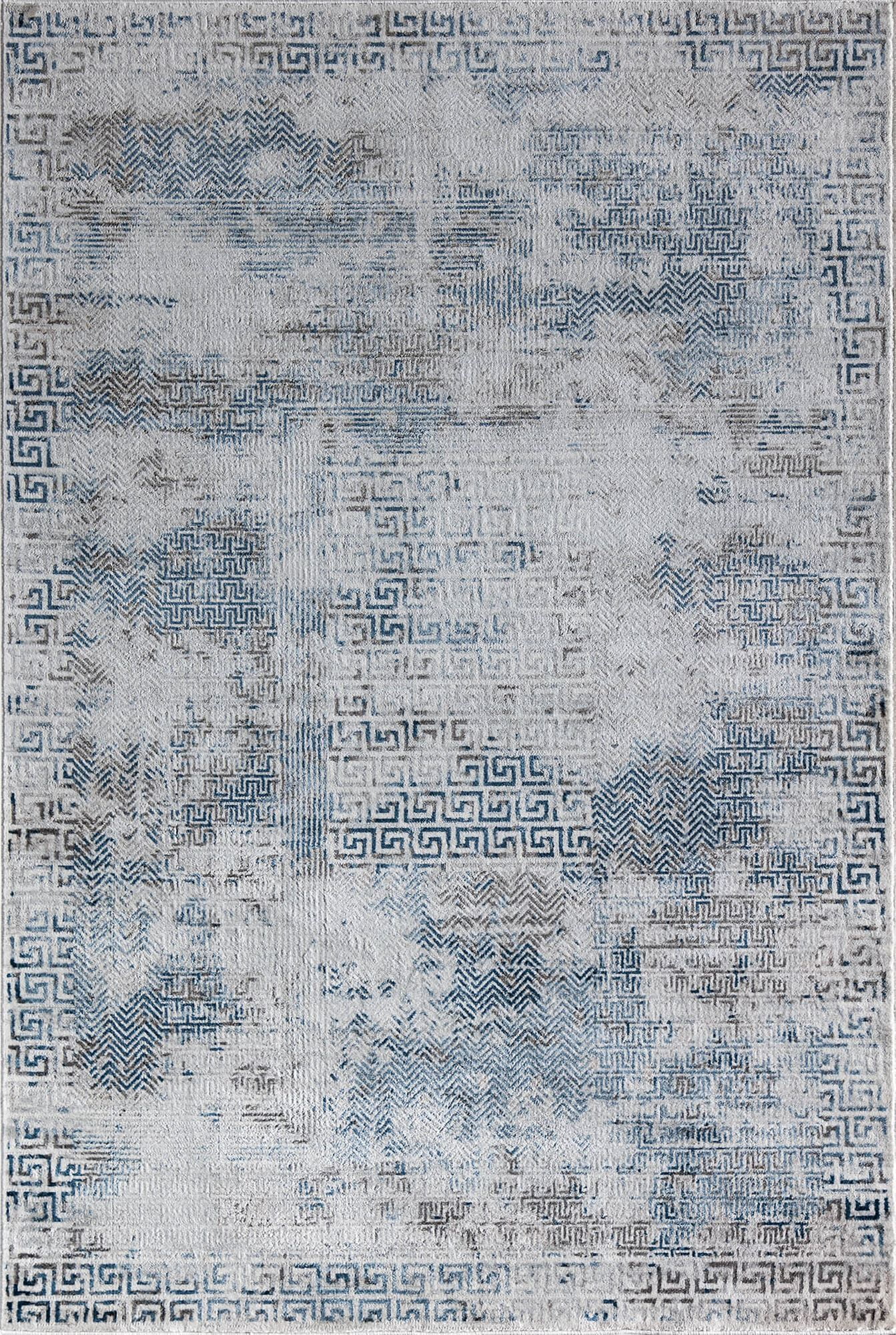 Rugs America Silas SM50A Mediterranean Breeze Abstract Vintage Blue Area Rug, 2'6" x 8'