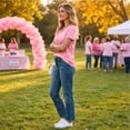 thumbnail image 7 of Pink Breast Cancer Awareness Shirts Women October Inspirational Pink T-Shirts Short Sleeve V-Neck Casual Tee Tops, 7 of 7