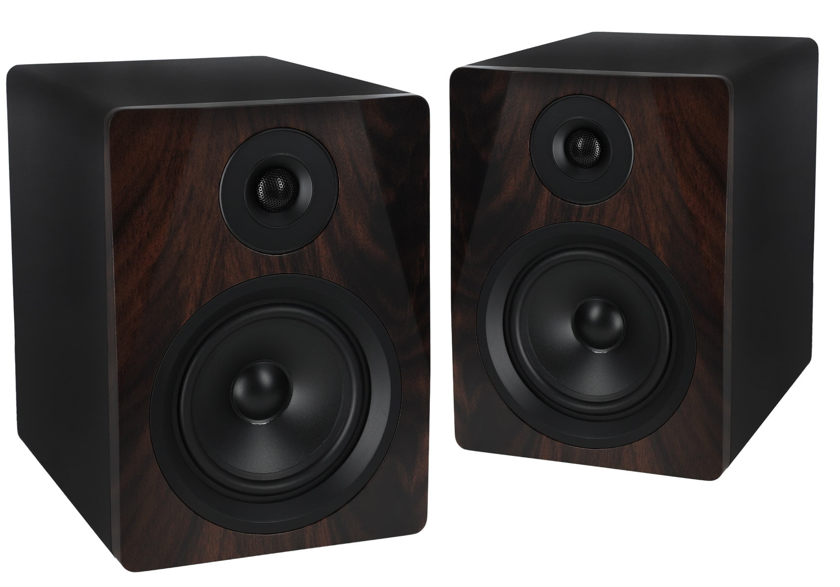 Pair Rockville APM5D 5.25" 250W Active/Powered Dark Wood Studio Monitor Speakers