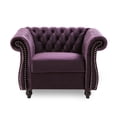 thumbnail image 5 of GDF Studio Tampa Chesterfield Tufted Club Chair with Nailhead Trim, Blackberry Velvet and Dark Brown, 5 of 8