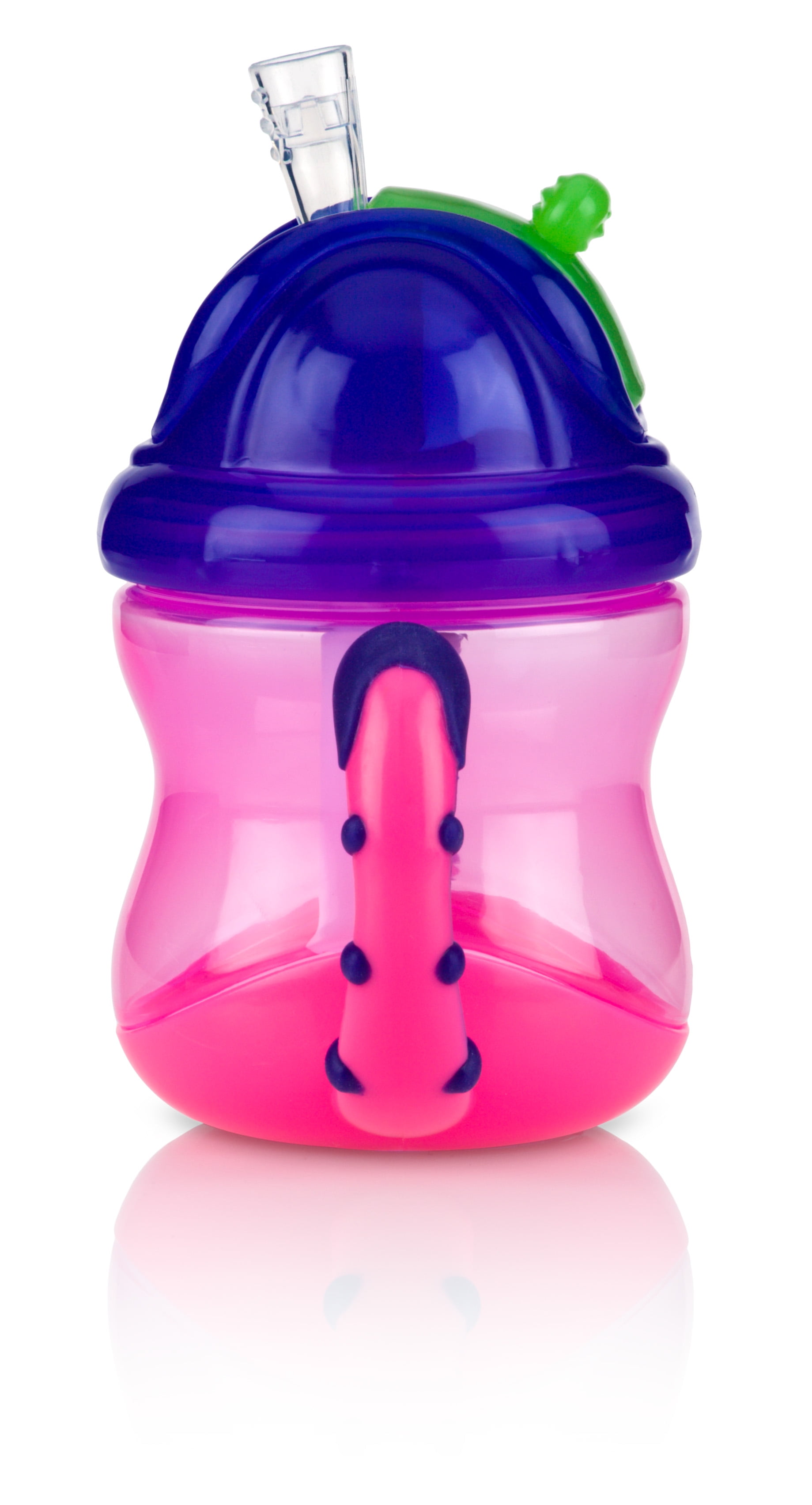 Nuby Snack N' Sip Tumbler with Straw 12+ Mo No Spill 9 oz Green Monkey BPA  Free