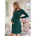 thumbnail image 2 of Bearsland Women's Maternity Midi Dress Long Sleeve Casual Stretchy Pregnancy Dresses With Belt, 2 of 6