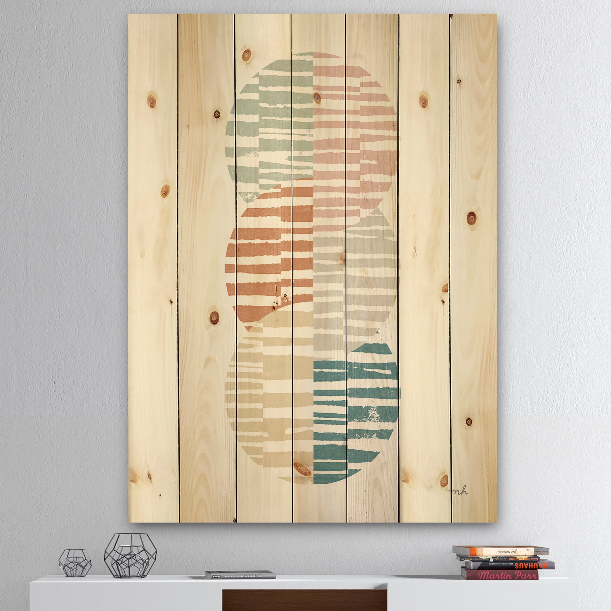 Designart 'Watercolor Geometric Triangle I' Transitional Print on Natural Pine Wood