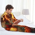 thumbnail image 6 of Naloa Sunset Meditating Dog Men’s Pajamas Set - Long Sleeve Button Down Sleep Shirt and Pajama Bottoms Sleepwear Set-Large, 6 of 7