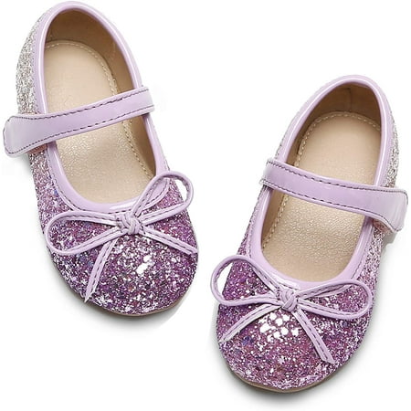 

QWZNDZGR Toddler Flower Girl Dress Shoes - Girl Ballet Flats Party School Shoes Wedding