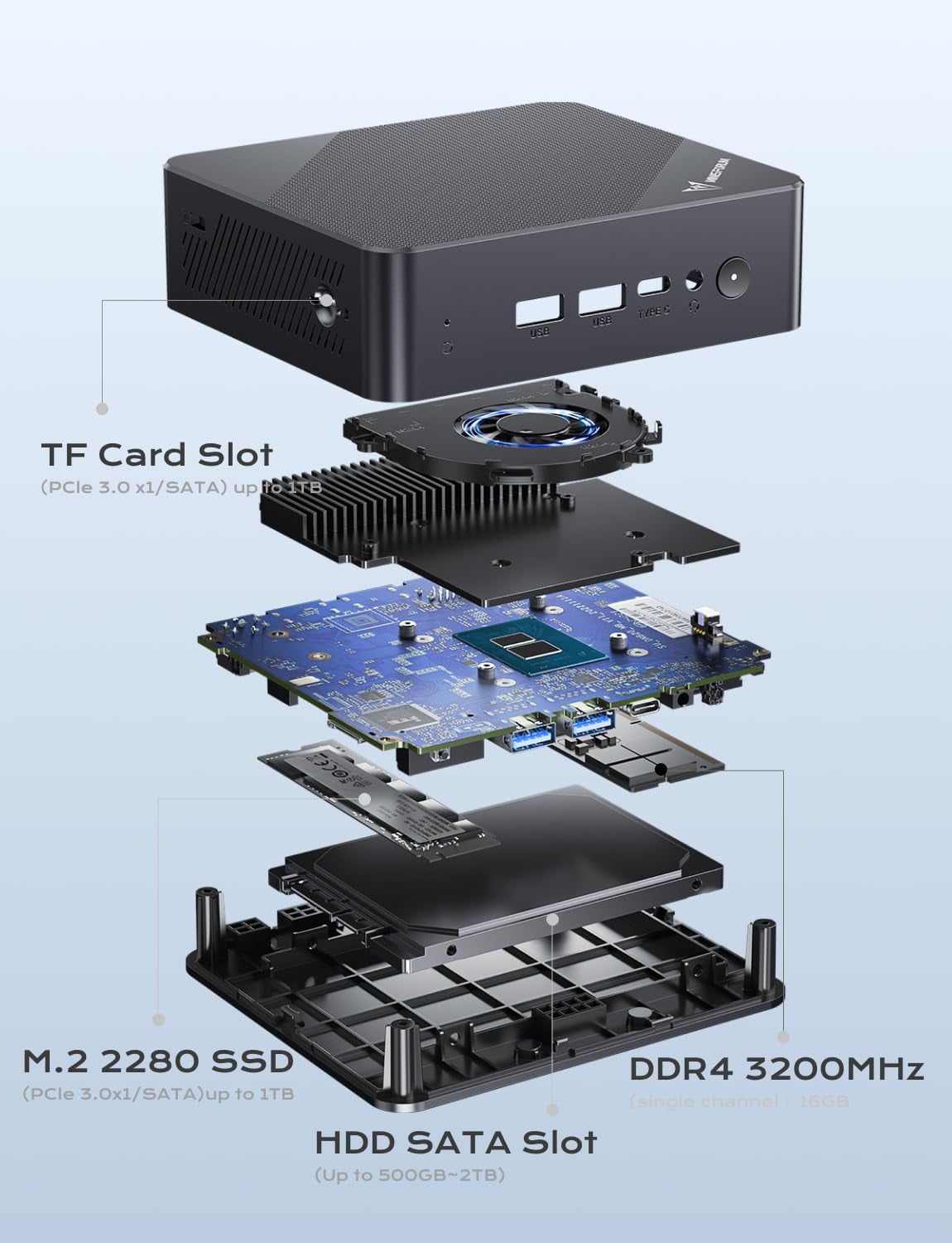 MINISFORUM UN100P Mini PC Intel N100 Processor Desktop Computer