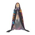 thumbnail image 7 of Honeii Colorful Wolf Head Print Poncho Cape, Cloak Coat, Snuggly Hooded Wearable Blanket, Hooded Cape For Teenagers,Halloween Costumes-Medium, 7 of 7