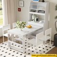 thumbnail image 3 of Harper & Bright Designs Compact Buffet with Hutch and Foldable Dining Table, Cupboard with Storage Shelf and Side Hooks for Small Places Apartment, White Marble, 3 of 18