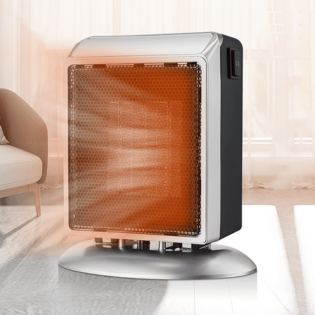 

900W Electric Ceramic Space Heater Room Heating Machine Heater Indoor Hot Fan Forced Thermostate 2 Speed Silver Color