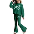 thumbnail image 4 of HAYIMI Girls Outfit Sets O-Neck Long Sleeve Tops And Flare Pants With Bowknot Print Elegant Two Piece Outfit For Toddler Kid Cartoon Lightweight Summer Clothes Sets for Child, 4 of 4