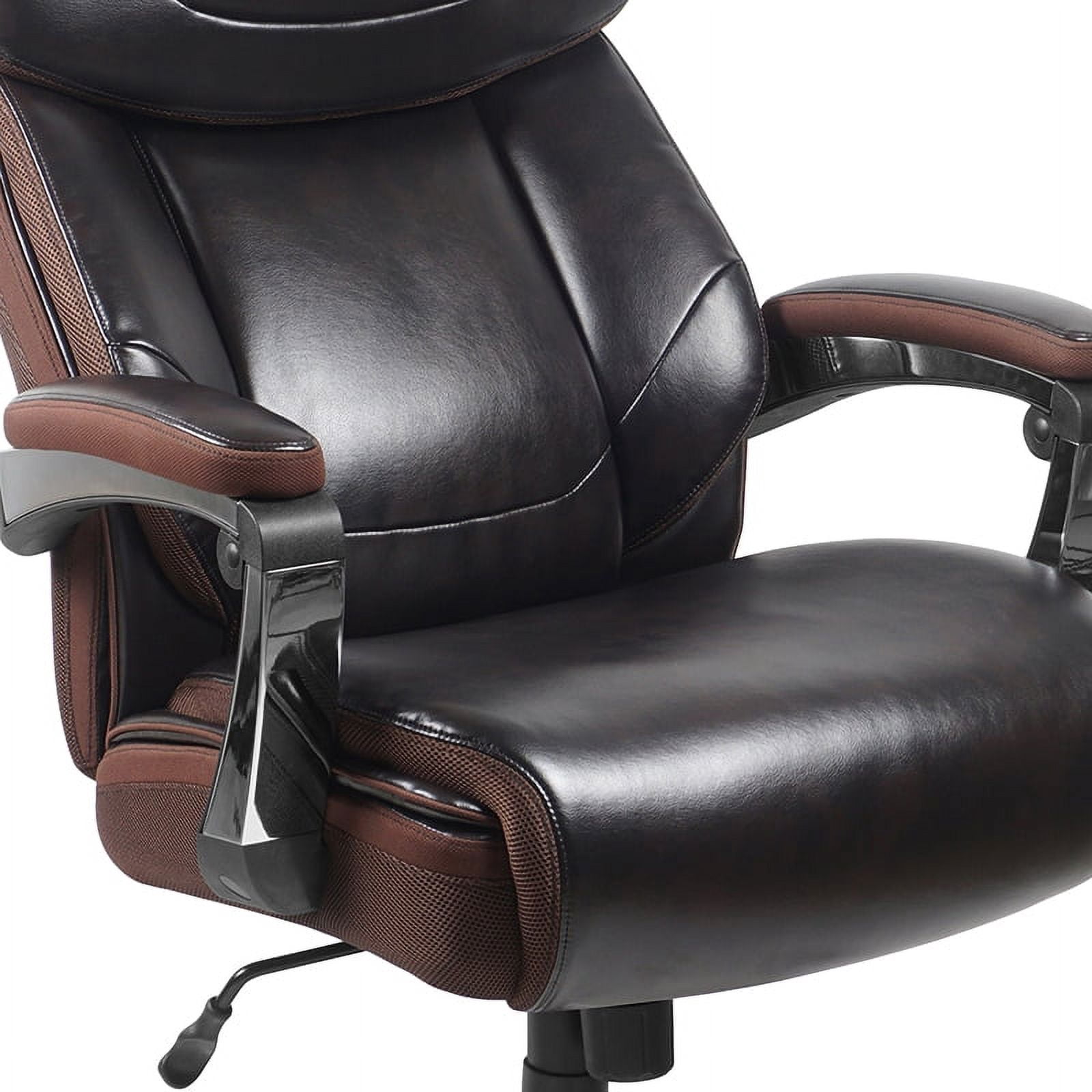 Emma + Oliver 500 lb. Big & Tall Brown LeatherSoft Ergonomic Office Chair, Adjustable Headrest