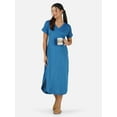 thumbnail image 5 of Stylore Women's Nightshirt Short Sleeve Nightgown V-Neck Sleepwear Blue 3XL, 5 of 6