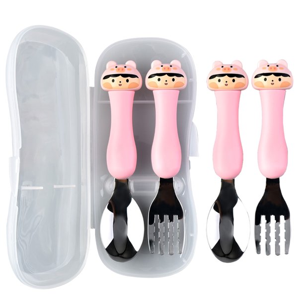 Vajilla portátil de la serie Animal linda del acero inoxidable 4pcs304 fijada para los niños
