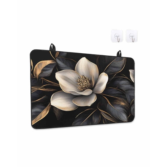 Stove Top Covers for Electric Stove, Black Gold Flower Glass Stovetop Cover Protector, Gradient Luxurious Floral Botanical Induction Cooktop Protector Oven Mat for Kitchen Countertop 36"x21"