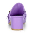 thumbnail image 2 of BLISSFUL STEP Chaussures pour Femmes à Bride à Boucle Bout Pointu Talon Épais Empeigne en PU Mules Violettes 7, 2 of 7