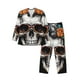 thumbnail image 1 of Balery Flower Horn Skull A Pijama para Hombre de Dos Piezas con Manga Larga, Conjunto de Dormir y Descanso Suave con Bolsillos-Large, 1 of 7
