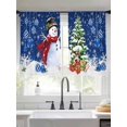 thumbnail image 2 of Navy Blue Christmas Sheer Curtains 45 Inch Length 2 Panels Set for Living Room/Bedroom, Snowman Xmas Tree Ball Gifts Winter Curtain Sheers Drapes Rod Pocket Curtains Window Treatment Set 52''x45''x2, 2 of 7