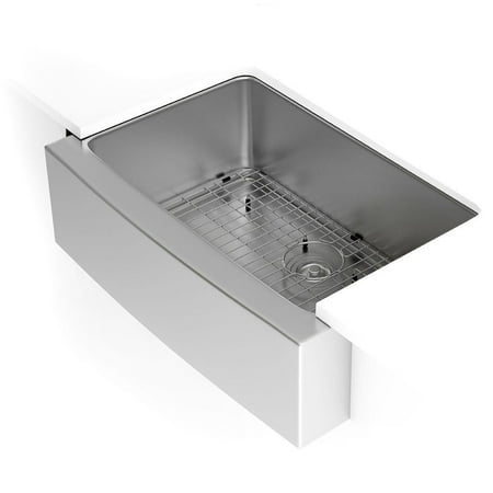 Kraus 30 Inch Farmhouse Single Bowl Quiet Stainless Steel Kitchen Sink 2 Pack