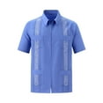 thumbnail image 2 of Men's Four Pocket Embroidered Fashion Personalized Short Sleeve Zipper Shirt, 2 of 3
