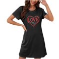thumbnail image 4 of Sakmal Lightweight Moomoo Womens Nightgowns Love Short Sleeve Valentines House Dress Heart Print Short Womens Nightgown L, 4 of 5