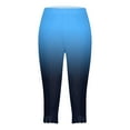 thumbnail image 5 of newwalpole Capri Leggings for Women Fall Floral Printed Plus Size Capris High Waist Knee Length Slim Fit Yoga Cropped Legging Blue for Size L, 5 of 5