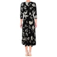 thumbnail image 2 of RALPH LAUREN Womens Black 3/4 Sleeve Midi Fit + Flare Evening Dress 12, 2 of 2