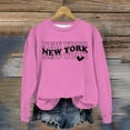 thumbnail image 2 of Sweatshirts for Women Trendy Casual Long Sleeve Crew Neck New York City Letter Print Cute Baggy Hoodie, 2 of 3
