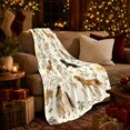 thumbnail image 3 of Pastoral Horses Floral Wreaths Cream, Rustic Farmhouse Horse Scene, Warm Flannel Blanket for Ranch House and Living Room, Horse Lovers Friendship Gift, Rustic Home Decor, 3 of 9