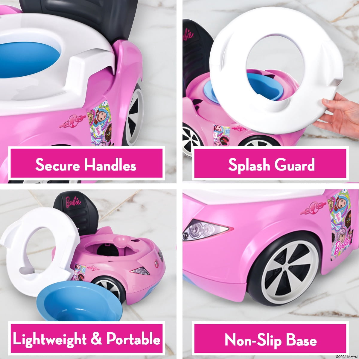 Barbie Dream Potty Training Toilet, Includes Detachable Toddler Toilet Seat and Kids Potty, Ages 12 Months and Up, Pink