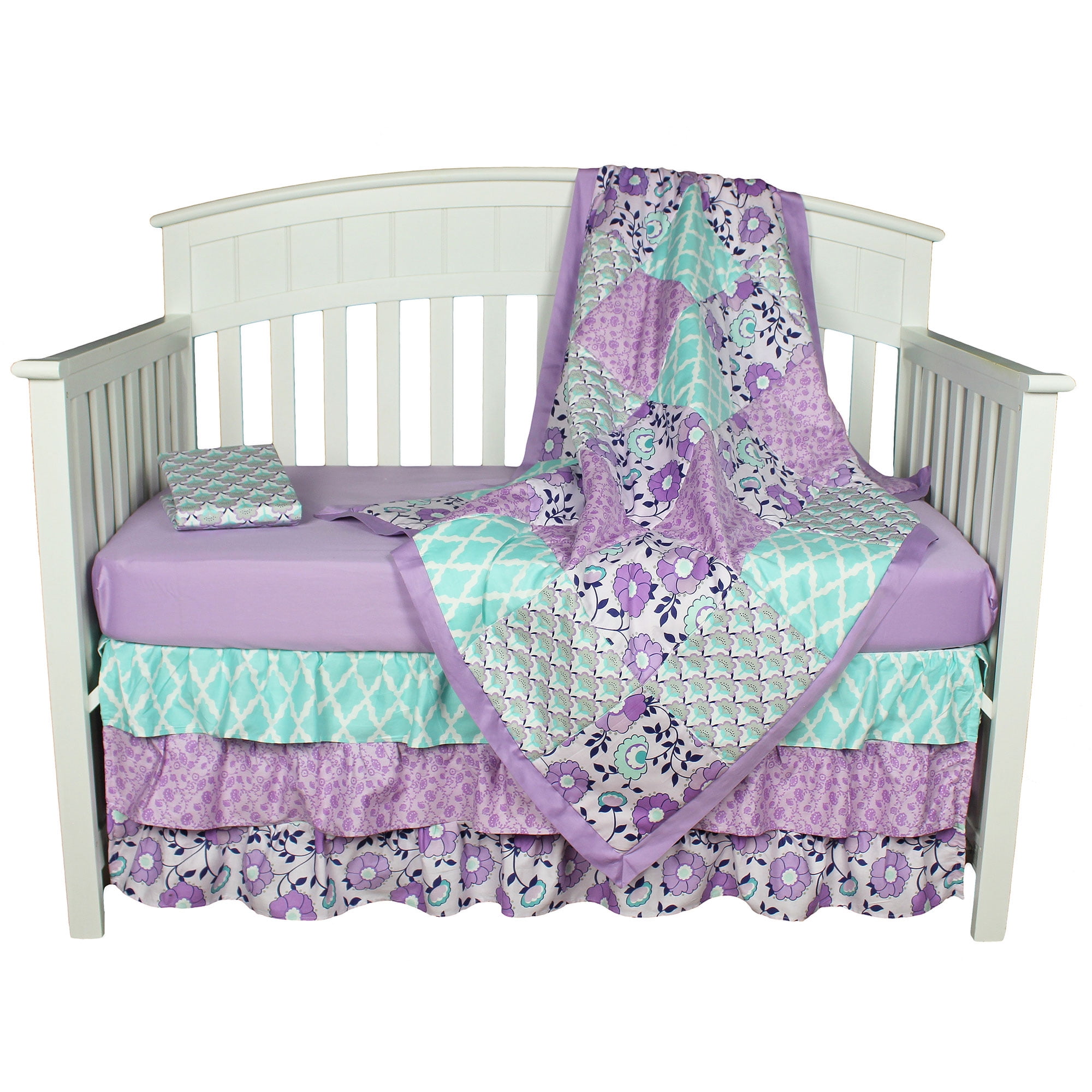 purple and teal crib bedding