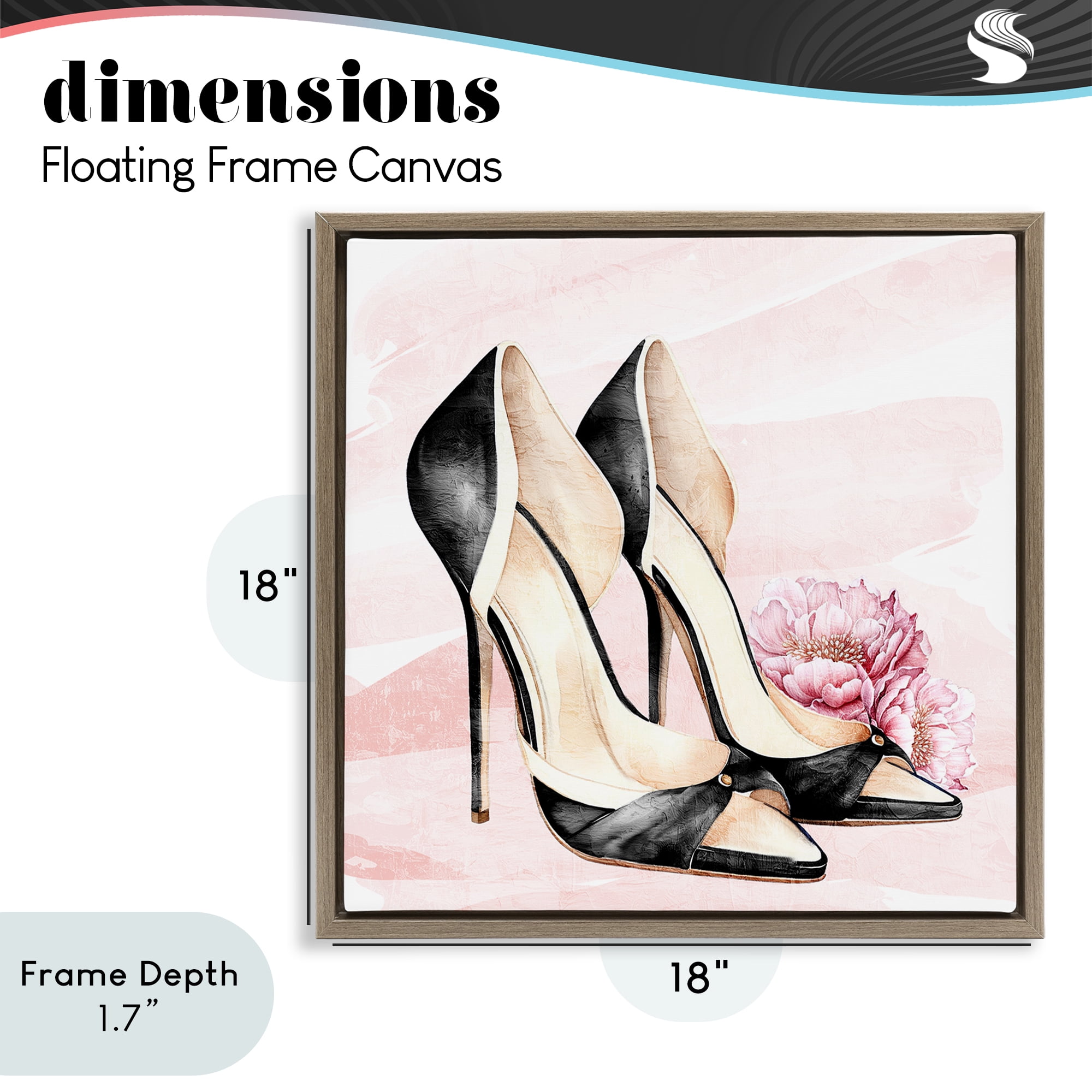 Stupell Industries Blush Glam Time Shoes Brown Framed Floater Canvas Wall Art, design by Kim Allen