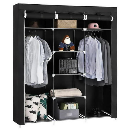 Ktaxon Portable Closet Organizer Wardrobe Storage Organizer with Cover Shelves