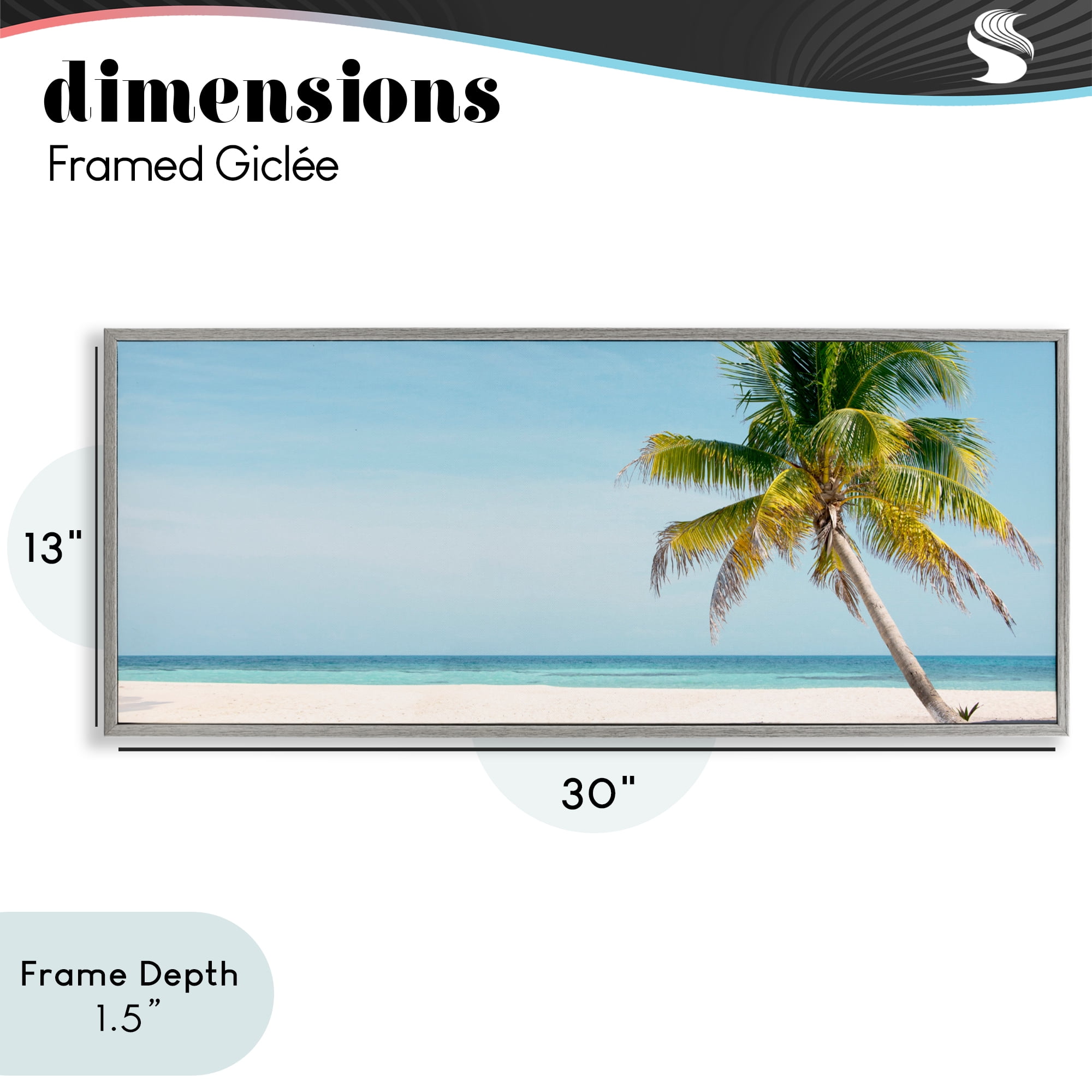 Stupell Industries Tropical Island Palm Tree Gray Framed Giclee Art, design by Danita Delimont