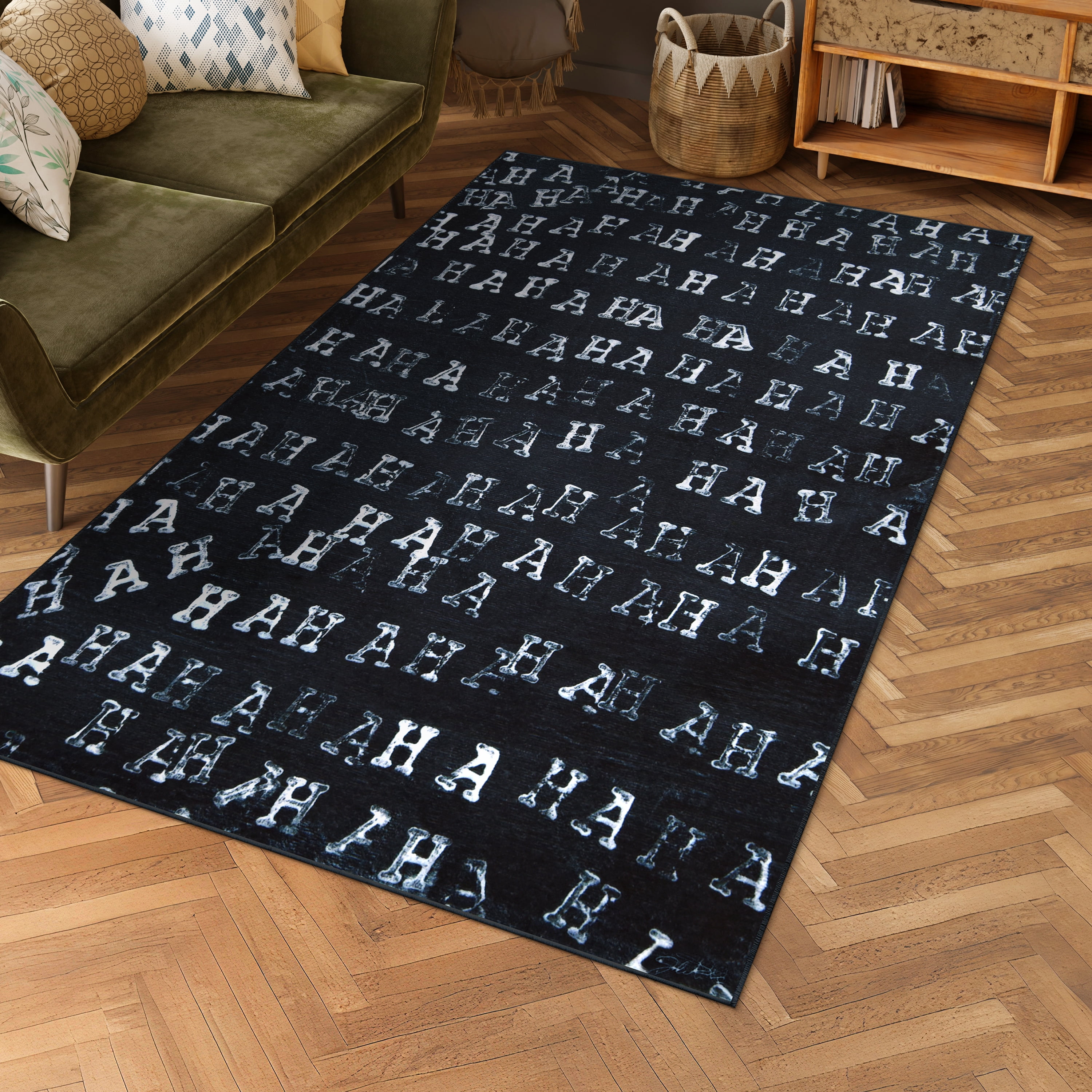 Haha II, 5'x8' Hand Washable Art Area Rug