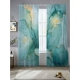 thumbnail image 2 of Green Marble Sheer Curtains 96 inches Long 2 Panels Set Abstract Modern Art Green Gradient Waves Tiers Sheers Rod Pocket Small Window Short Curtains for Kitchen Cafe, Each 52" W x 96" L, 2 of 7