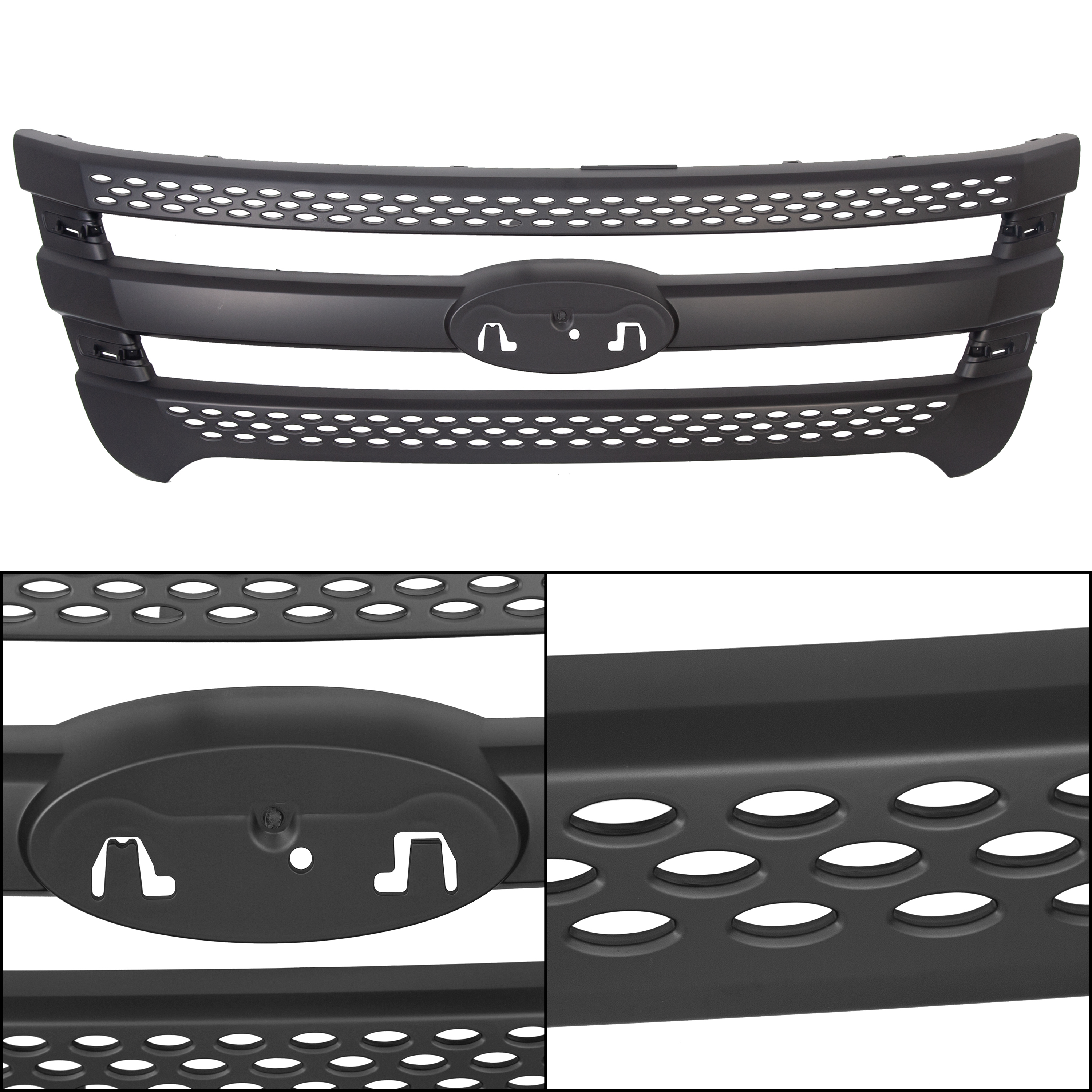 For 11 15 Ford Explorer Snap On Grille Overlay Black Full Front Grill Covers Walmart Com Walmart Com