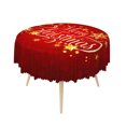 thumbnail image 4 of Duangreer Retro Red Christmas Tablecloth 60''Round, Golden Snowflake Star Print Waterproof Wrinkle Resistant, Table Cover for Family Party Dining, Indoor and Outdoor, 4 of 6