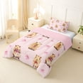 thumbnail image 2 of Erosebridal Kids Cute Capybara Twin Comforter Sets 3-Piece,Boys Girls Cartoon Bow Animal Bedding Set,Pink Reversible, 2 of 7
