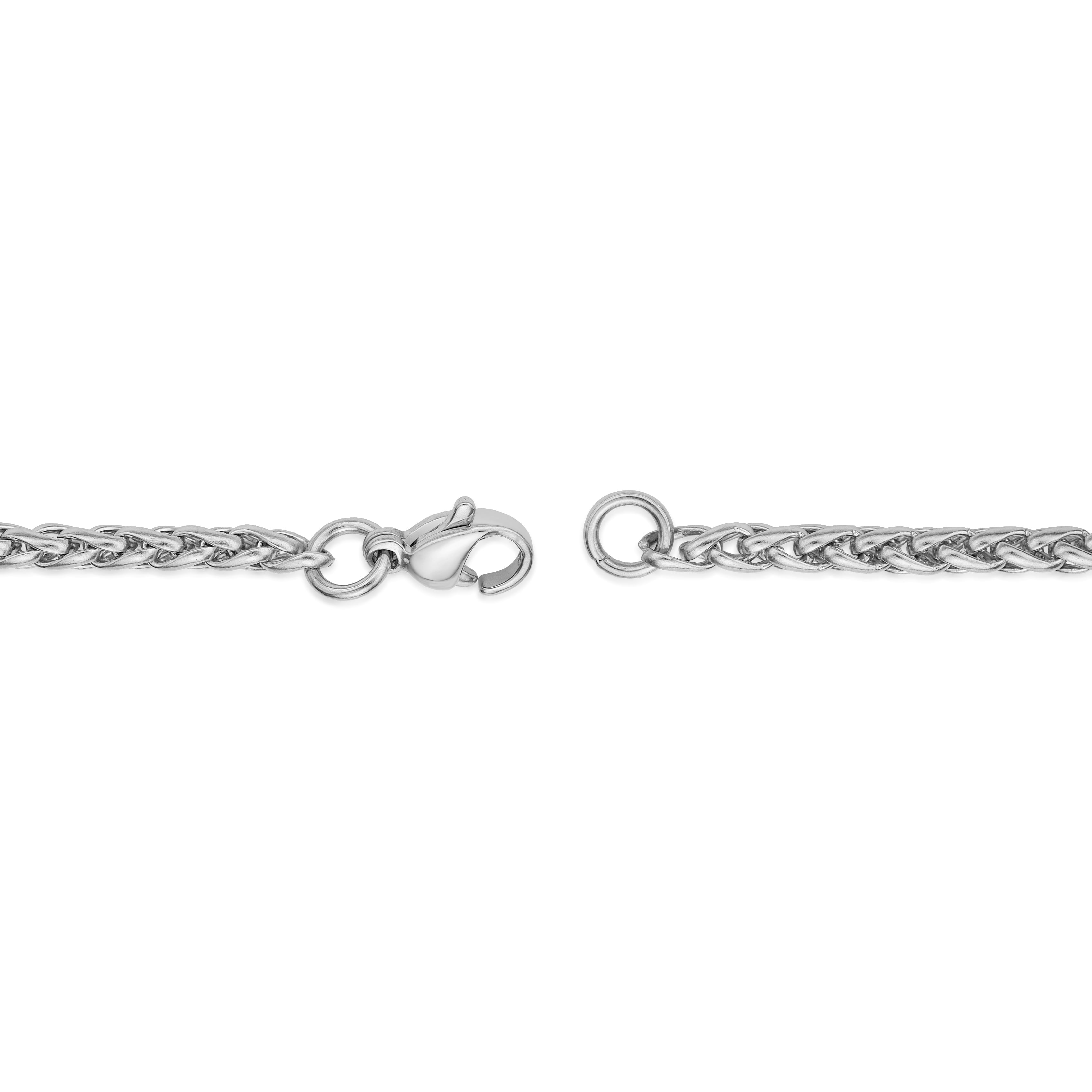 Thin Wheat Chain Necklace for Men in Stainless Steel 20 Inches Long 3 mm Wide Lobster Claw by Metro Jewelry