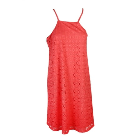 Nine West Womens Fire Coral Lace Apron Shift Dress 8