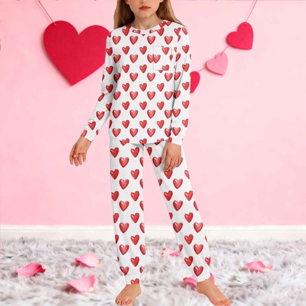 Conjuntos de blusa y camisa de manga larga con cuello redondo para niños y niñas de 5 a 14 años con estampado y bolsillo. Conjunto de top y pantalón de manga larga.