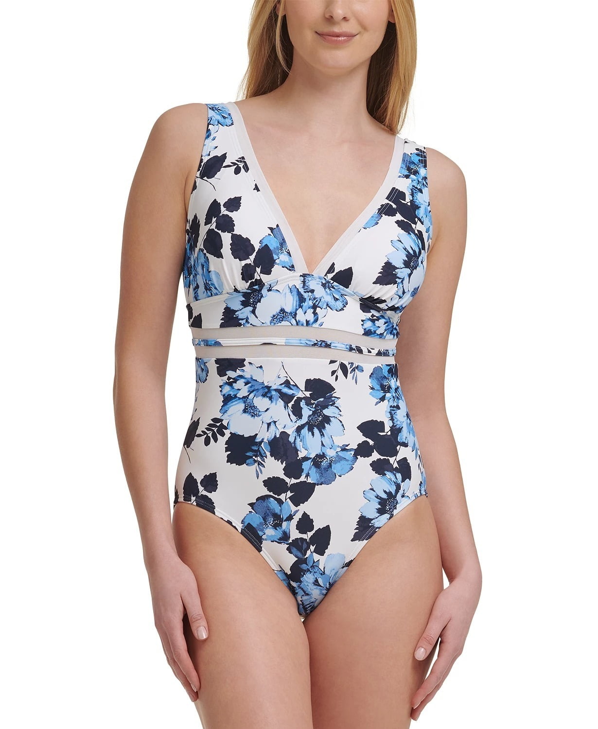 floral mesh swimsuit